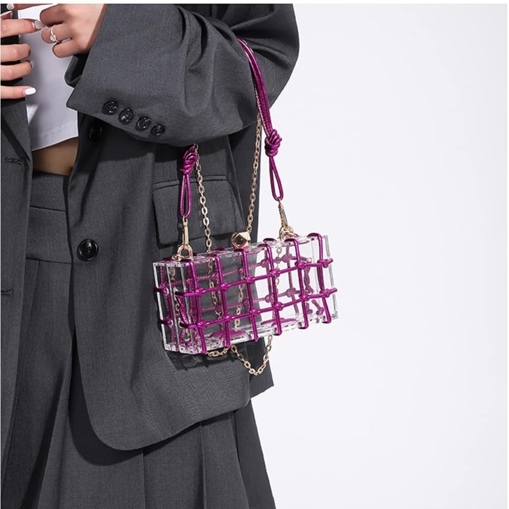 Hot Pink & Clear Acrylic Clutch View 3